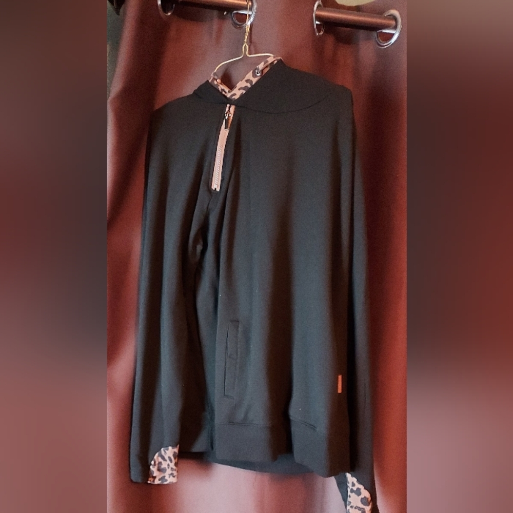 Women's Black Jacket with Leopard Accents